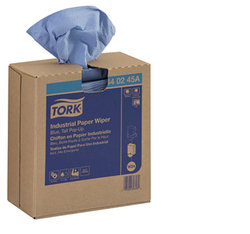 Tork Industrial Paper Wiper, Pop-Up Box, 8.54" x 16.5", 4-Ply, Blue Color, 90/Box, 900/Case
