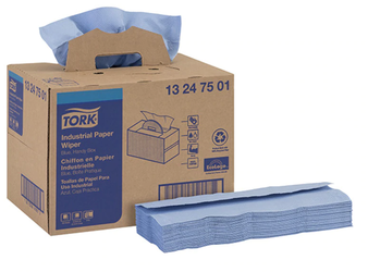 Tork Industrial Paper Wiper, Handy Box, 16.5" x 12.8", Blue Color, 180/Box