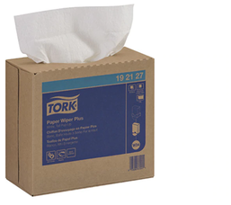 Tork Paper Wiper Plus, Pop-Up Box, 9.25" x 16.25", White Color, 100/Box, 8 Boxes/Case