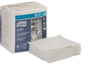 Tork Heavy-Duty Paper Wiper, 1/4 Fold, 13" x 12.5", White, 56/Pack, 16 Packs/Case