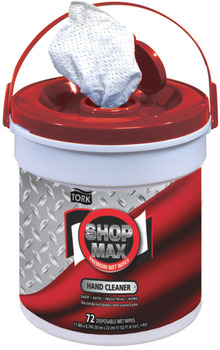 Tork ShopMax Wet Wipes, Hand Cleaner Bucket, 11.8" x 52.2 Feet, 72 Sheets/Bucket, 4 Buckets/Case