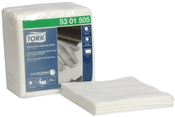 Tork Heavy-Duty Cleaning Cloth, 1/4 Fold, 13" x 12.6", White, 50/Pack, 6 Packs/Case