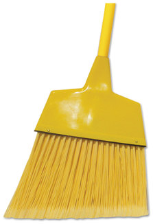 Boardwalk® Poly Fiber Angled-Head Lobby Brooms, 55", Yellow Lacquered Wood Handle, 12/Case