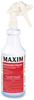 Maxim® Germicidal Cleaner, Lemon Scent, 32 oz Bottle, 12 Bottles and 1 Trigger Sprayer/Case