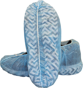 Disposable Shoe Cover.  100% Polypropylene.  Blue Color, White Tread. Bulk Pack, Size Large, 300/Case