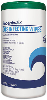Boardwalk® Disinfecting Wipes, 8 x 7, Fresh Scent, 75/Canister, 6 Canisters/Case