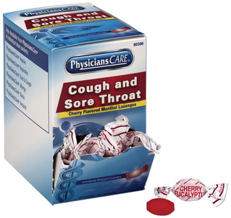 PhysiciansCare® Cough and Sore Throat Lozenges,  Cherry Menthol Lozenges, 50 Individually Wrapped per Box