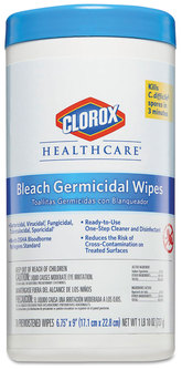 Clorox Healthcare® Bleach Germicidal Wipes.  70 Wipes/Canister.  6 Canisters/Case.