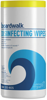 Boardwalk® Disinfecting Wipes, 8 x 7, Lemon Scent, 35/Canister, 12 Canisters/Case