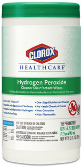 Clorox Healthcare® Hydrogen Peroxide Cleaner Disinfectant Wipes. 155 Wipes/Canister.  6 Canisters/Case.