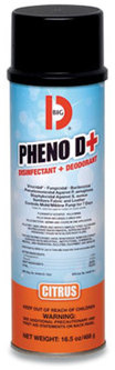 Big D Industries PHENO D+ Aerosol Disinfectant/Deodorizer. 16.5 oz. Citrus Scent. 12 Cans/Carton