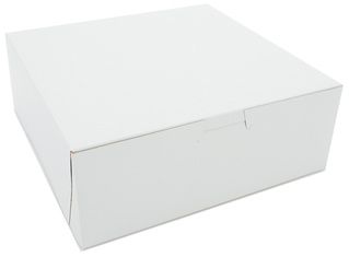Bakery Box.  8" x 8" x 3".  White Color.  One-Piece.
