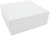 A Picture of product 251-098 Bakery Box.  8" x 8" x 3".  White Color.  One-Piece.