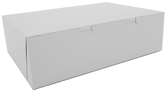 SCT® Non-Window Bakery Boxes for 1/4 Sheet Cakes. 14 X 10 X 4 in. White. 100/case.