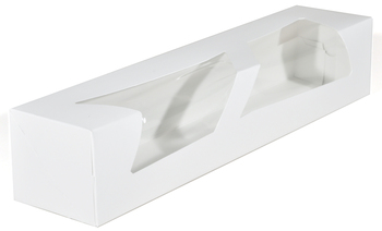 SCT® Paperboard Window Bakery Boxes. 18 X 4 X 3 1/2 in. White. 200 boxes/case.