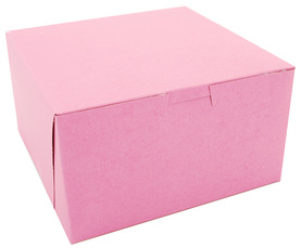 Non-Window Bakery Boxes, Pink Color, 7" x 7" x 4", 250/Case.