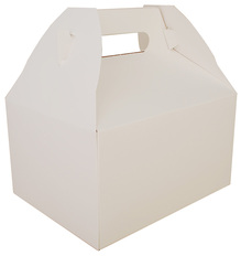 Carry-Out Barn.  Picnic Barn with Full Flap Bottom.  8" x 5" x 8".  White Color, 125/Case