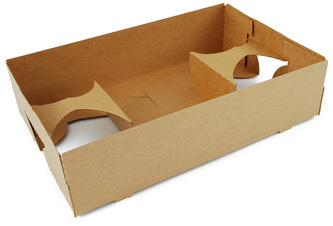 Food and Drink Carrier.  Pop-Up Tray.  4-Cups.  10" x 6-1/2" x 2-1/2".  Kraft Paperboard.  250 Trays/Case.