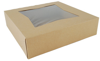 SCT® Paperboard Window Bakery Boxes. 10 X 10 X 2 1/2 in. Kraft. 200/case.