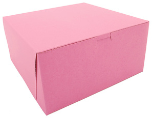 SCT® Pink Non-Window Bakery Box,  10w x 10d x 5h, Pink, 100/Case.