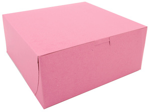Non-Window Bakery Boxes, Pink Color, 9" x 9" x 4", 200/Case.