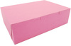 A Picture of product 967-166 Non-Window Bakery Boxes, 1-Piece, Lock Corner, 14 x 10 x 4, Pink, 100/Case