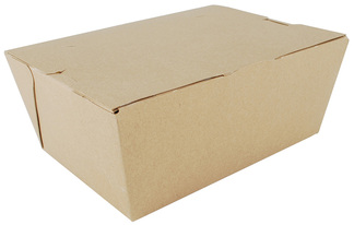 ChampPak™ Box. #4 Size. Kraft Paper. Recyclable. 7.75" x 5.5" x 3.5". Tuck top with locks. Nested, Polycoated interior. 160/cs.