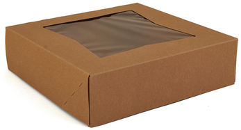 SCT® Paperboard Window Bakery Boxes. 9 X 9 X 2 1/2 in. Kraft. 200/case.