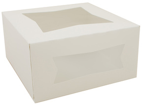 SCT® Paperboard Window Bakery Boxes. 8 X 8 X 4 in. White. 150/case.
