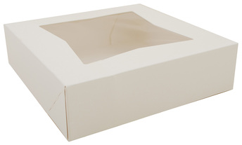Paperboard Window Bakery Boxes. 9 X 9 X 2 1/2 in. White. 200/case.