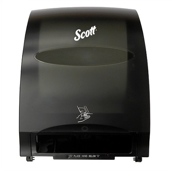Scott® Essential System Electronic Hard Roll Towel Dispenser, Purple Core. 12.70 X 15.76 X 9.57 in. Smoke.