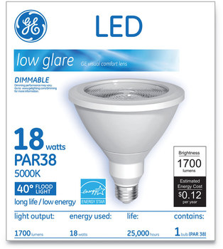 GE LED PAR38 Dimmable 40 DG Daylight Flood Light Bulb, 5000K, 18 W