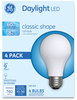 A Picture of product GEL-99192 GE Classic LED Daylight Non-Dim A19 Light Bulb, 8 W, 4/Pack