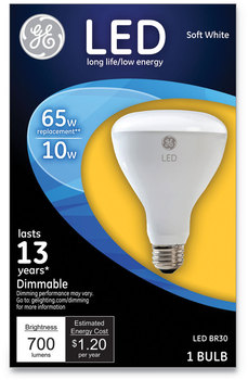 GE LED BR30 Dimmable Soft White Flood Light Bulb, 10 W