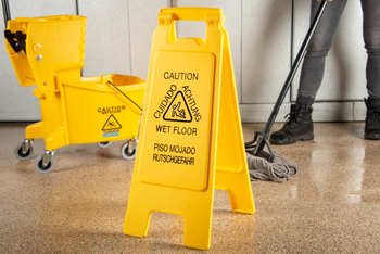 Wet Floor Signs, Flo-Pac® Economy Wet Floor Sign (English/Spanish/German) 25"h x 11"w - Yellow, 6 Each/Case.