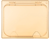 A Picture of product CFS-10439Z13 StorPlus™ High Heat EZ Access Hinged Notched Universal Food Pan Lids, 1/2 Size. 12.75 X 10.38 X 2.00 in. Amber. 6 each/case.