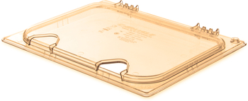 StorPlus™ High Heat EZ Access Hinged Notched Universal Food Pan Lids, 1/2 Size. 12.75 X 10.38 X 2.00 in. Amber. 6 each/case.
