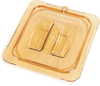 A Picture of product CFS-10510U13 StorPlus™ High Heat Handled Universal Food Pan Lids, 1/6 Size. 6.88 X 6.31 X 0.88 in. Amber. 6 each/case.