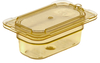 A Picture of product CFS-10536U13 StorPlus™ High Heat Flat Universal Food Pan Lids. 1/9 Size. 6.88 X 4.31 X 0.44 in. Amber. 6 each/case.
