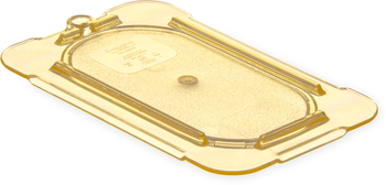 StorPlus™ High Heat Flat Universal Food Pan Lids. 1/9 Size. 6.88 X 4.31 X 0.44 in. Amber. 6 each/case.