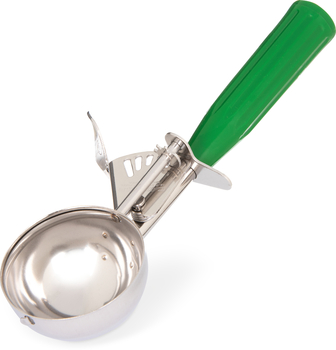 Stainless Steel Disher Scoops. #12 Size. 3.3 oz. Green. 12 each/case.