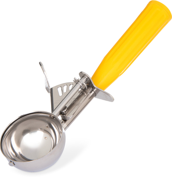 Stainless Steel Disher Scoops. #20 Size. 2 oz. Yellow. 12 each/case.
