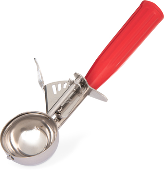 Stainless Steel Disher Scoops. #24 Size. 1.8 oz. Red. 12 each/case.