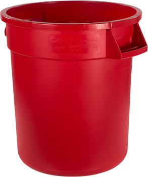 Bronco™ Round Waste Bin Trash Containers. 10 gal. Red. 6 each/case, minimum order of 6.