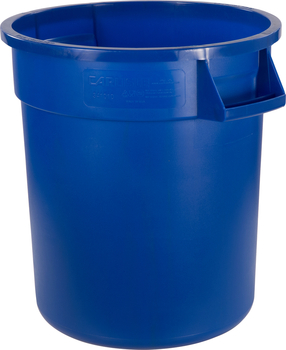 Bronco™ Round Waste Bin Trash Containers. 10 gal. Blue. 6 each/case, minimum order of 6.