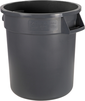 Bronco™ Round Waste Bin Trash Containers. 10 gal. Gray. 6 each/case, minimum order of 6.