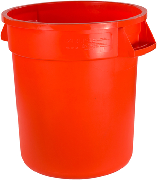 Bronco™ Round Waste Bin Trash Containers. 10 gal. Orange. 6 each/case, minimum order of 6.