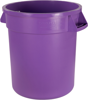 Bronco™ Round Waste Bin Trash Containers. 10 gal. Purple. 6 each/case, minimum order of 6.