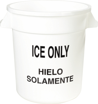 Bronco™ Round Container "Ice Only." 10 gal. White. 6 each/case.