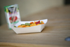 A Picture of product SCH-0555 SCT Food Trays. 2.5 lbs. 6-2/3 X 4-2/3 x 1-2/3 in. White. 250/sleeve, 2 sleeves/case.